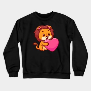 Cute Lion Hug Love Heart Cartoon Crewneck Sweatshirt